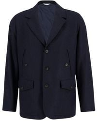 Boglioli - Jassen ,Blauw ,Wol Wollen Jas Met Kasjmier En Knopen - Lyst