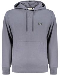Calvin Klein - Hoodies & Sweatvesten ,Blauw ,Katoen Blauwe Katoenen Sweater Hoodie - Lyst