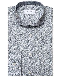 Eton - Camicia casual blu in cotone - Lyst