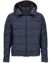 Fay - Jassen ,Blauw ,Leer Db Front Piuma Cappuccio - Lyst