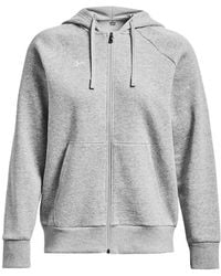 Under Armour - Felpa Con Cappuccio Rival Fleece Full-Zip Da Donna Mod Light Heather Bianco - Lyst