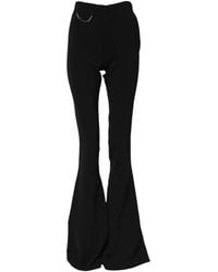 DSquared² - Zwarte Flared Polyester Broek Met Rits - Lyst