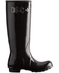 HUNTER - Glänzende, Hohe Wellington-Stiefel - Lyst