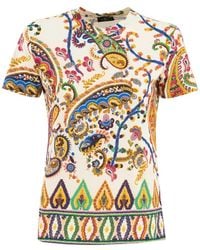 Etro - Tops ,Veelkleurig ,Katoen T-Shirt Van Bedrukt Katoen - Lyst
