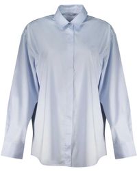 Guess - Overhemden ,Blauw ,Katoen Shirt Met Lange Mouwen - Lyst