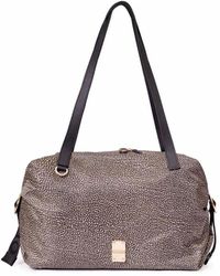Borbonese - Schultertasche Aus Technischem Stoff Mit Ledergriffen - Lyst