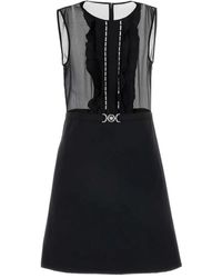 Versace - Kleedjes ,Zwart ,Elegant Georgette Mini Dress - Lyst