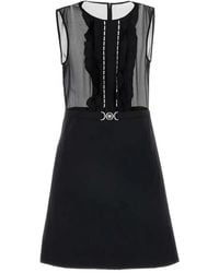 Versace - Kleedjes ,Zwart ,Elegant Georgette Mini Dress - Lyst
