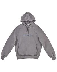 Sunnei - Hoodies & Sweatvesten ,Grijs ,Grijze Dubbele Hoodie Met Logo Borduurwerk - Lyst