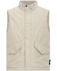 Stone Island - Jassen ,Grijs ,Leer Geïsoleerd Vest Met Opstaande Kraag - Lyst