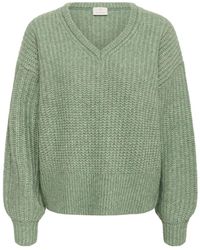 Kaffe - Truien & Vesten ,Groen ,V-Hals Truien - Lyst