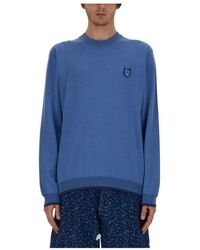 Maison Kitsuné - Truien & Vesten ,Blauw ,Katoen Bold Fox Head Patch Regular Jumper - Lyst