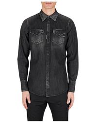 DSquared² - Jassen ,Zwart ,Katoen Klassiek Western Overhemd - Lyst