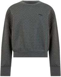 Pinko - Hoodies & Sweatvesten ,Grijs ,Katoen Sweatshirt Met Applicaties - Lyst