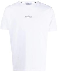 Stone Island - Geripptes T-Shirt mit Stempeldruck - Lyst