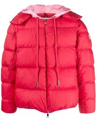 Moncler - Abrigo rojo acolchado de nylon con capucha desmontable - Lyst