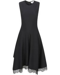 McQueen - Kleedjes ,Zwart ,Wol Jurk Met Kanten Details - Lyst