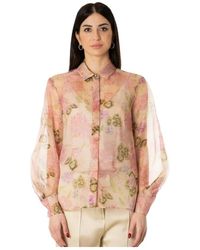 Max Mara - Overhemden ,Veelkleurig ,Organza Zijden Organza Blouse Met Verborgen Knopen - Lyst
