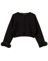 Twinset - Jassen ,Zwart ,Organza Gebreid En Organza Jas - Lyst