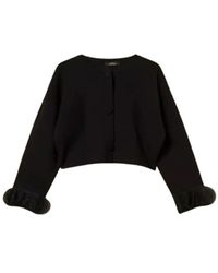 Twinset - Jassen ,Zwart ,Organza Gebreid En Organza Jas - Lyst