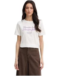 Twinset - Tops ,Wit ,Katoen T-Shirt Met Geborduurd Slogan - Lyst