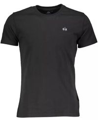 La Martina - Magliette nera in cotone con logo ricamato - Lyst