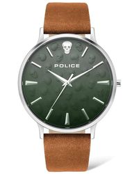 Police - Accessoires ,Bruin ,Herenhorloge Tasman Leren Band Lichtbruin - Lyst