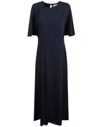 P.A.R.O.S.H. - Kleedjes ,Blauw ,Polyester Amarena Cady Flared Sleeve Jurk - Lyst