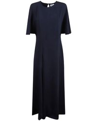 P.A.R.O.S.H. - Kleedjes ,Blauw ,Polyester Amarena Cady Flared Sleeve Jurk - Lyst