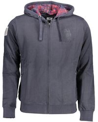 U.S. POLO ASSN. - Blauwe Hoodie Met Rits En Borduursel - Lyst