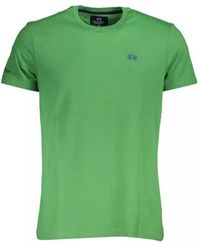 La Martina - T-shirt in cotone verde con ricamo e stampa - Lyst