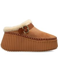 Chloé - Schoenen ,Bruin ,Suède Nama Suède Platform Schoenen - Lyst