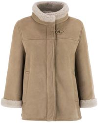 Fay - Shearling Trim Toggle Coat - Lyst