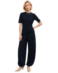 Kocca - Jumpsuits & Playsuits ,Blauw ,Tweed Set Van Twee Met Blouse Met Studs En Wijde Broek - Lyst