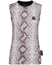 Philipp Plein - Fitness ,Grijs ,Katoen Tank Top Python - Lyst