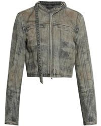 DIESEL - Jassen ,Grijs ,Katoen Cropped Jas Van Katoen-Hennep Satijn Denim - Lyst