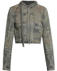DIESEL - Jassen ,Grijs ,Katoen Cropped Jas Van Katoen-Hennep Satijn Denim - Lyst
