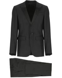 DSquared² - Kostuums ,Zwart ,Zwart Virgin Wool En Zijden Smoking Pak - Lyst