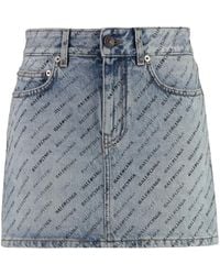 Balenciaga - Logo print denim minirock - Lyst