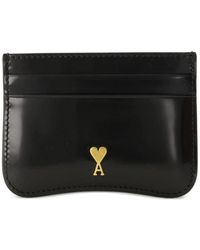 Ami Paris - Accessoires ,Zwart ,Leer Paris Cardholder - Lyst