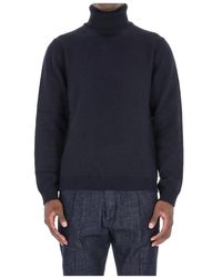 Roberto Collina - Truien & Vesten ,Blauw ,Wol Blauwe Merino Trui Hoge Kwaliteit - Lyst