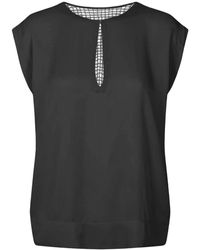 Rabens Saloner - Elegante blusa negra rosalyn con detalle de encaje - Lyst