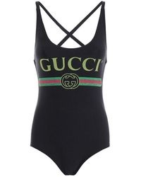 Gucci One-piece Swimsuit With Logo - Zwart