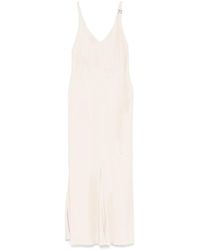 Sportmax - V-Hals Maxi Jurk Met Zilveren Details - Lyst