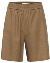 Gestuz - Shorts e mutande in lino grigio pietra - Lyst