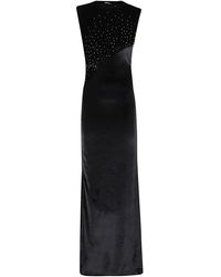 Amen - Kleedjes ,Zwart ,Polyester Fluwelen Hotfix Jurk - Lyst