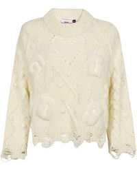 Gcds - Truien & Vesten ,Wit ,Wol Geborduurd Logo Crew-Neck Sweater - Lyst