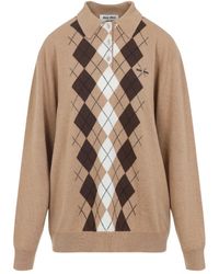 Miu Miu - Brauner Cashmere Argyle Pullover - Lyst