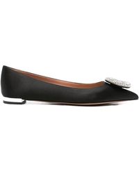 Aquazzura - Crystal Hoop Satin Ballet Flats - Lyst