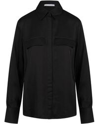 Mar De Margaritas - Overhemden ,Blauw ,Rayon Regular Fit Overhemd Met Blinde Knoopsluiting En Biesdetail - Lyst